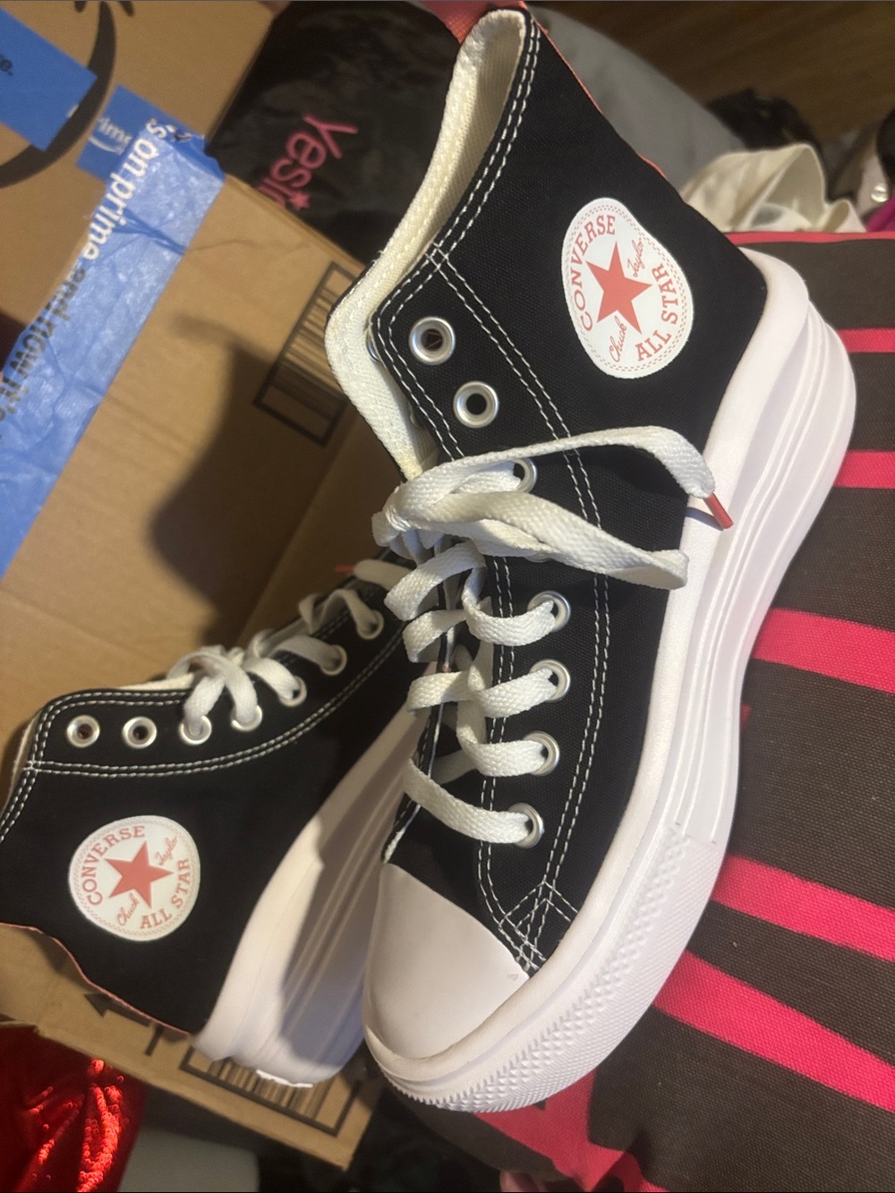 Converse Kids Black and White High-Top Platform Sneakers